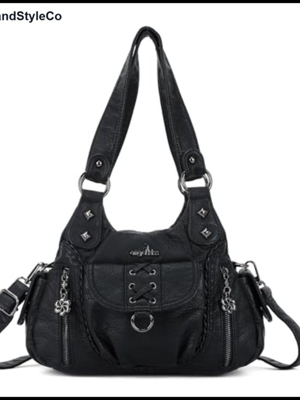 Vegan Leather Hobo Shoulder Bag Multi-Pocket Crossbody Purse